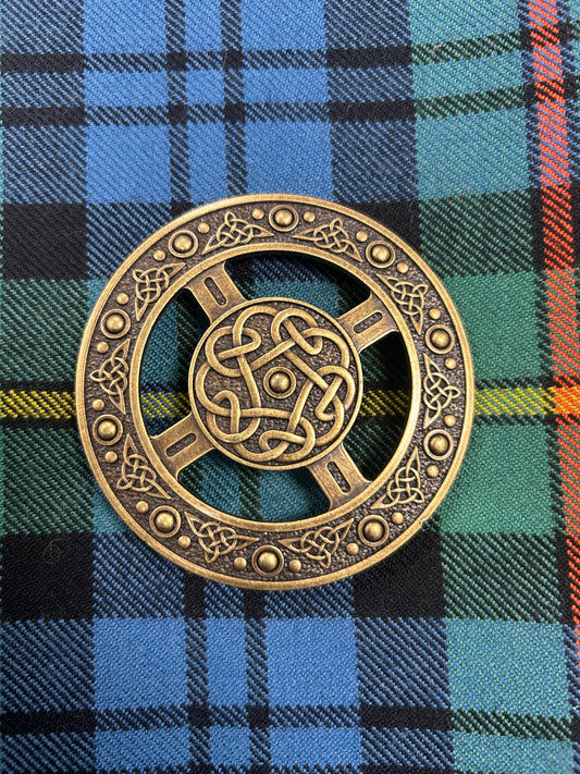 Antique bronze Celtic Plaid brooch