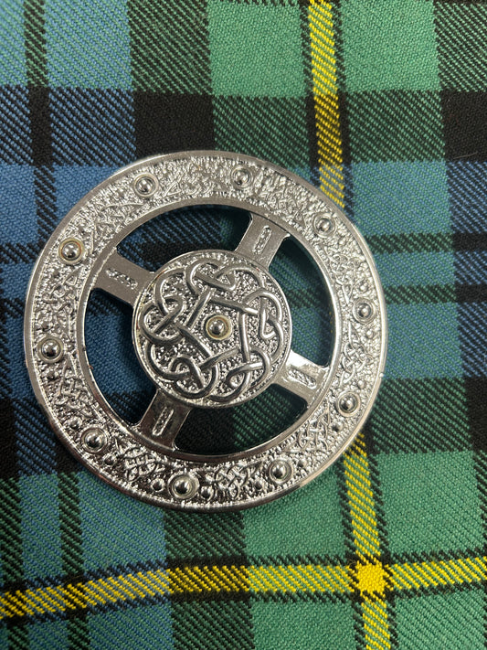 Chrome Plaid Brooch